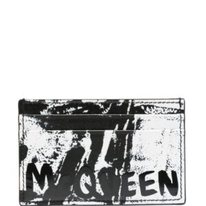 Alexander McQueen Graffiti-print leather cardholder