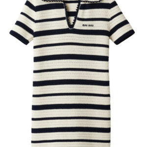 Miu Miu stripe-pattern crochet minidress