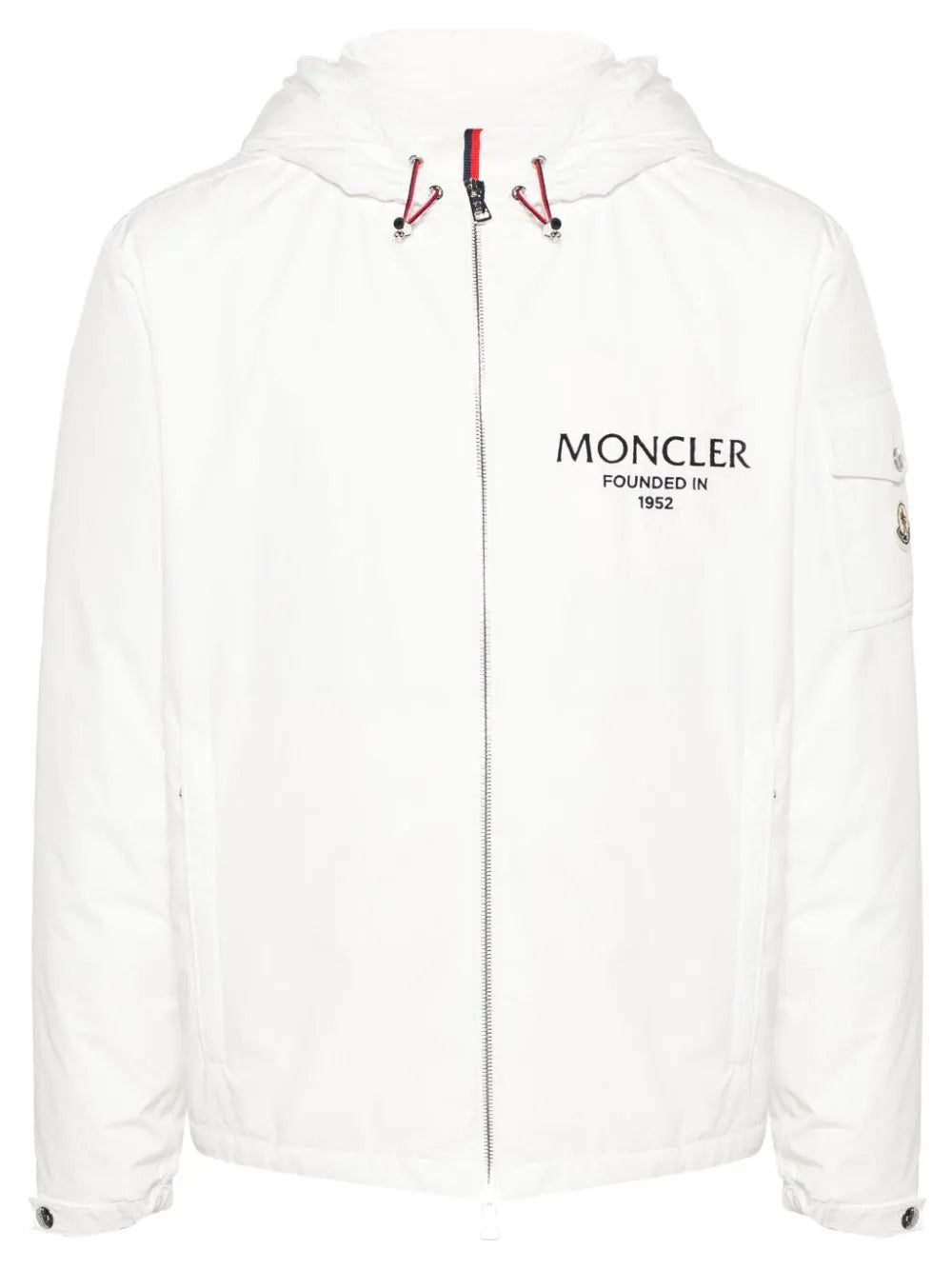Moncler logo-lettering hooded puffer jacket