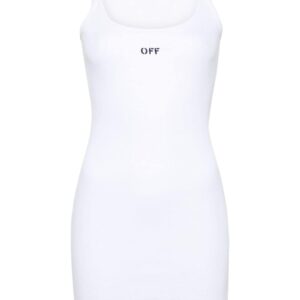 Off-White logo-print ribbed minidress