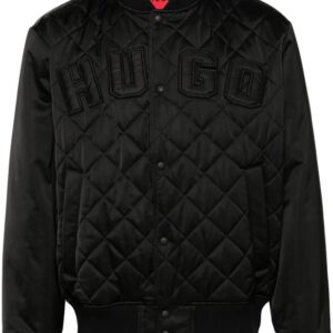 HUGO logo-patches quilted bomber jacket