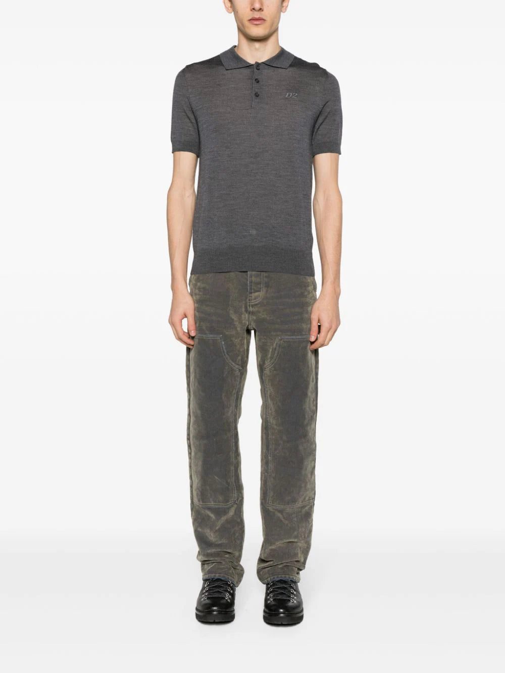 Dsquared2 logo-embroidered fine-knit polo shirt - Image 2