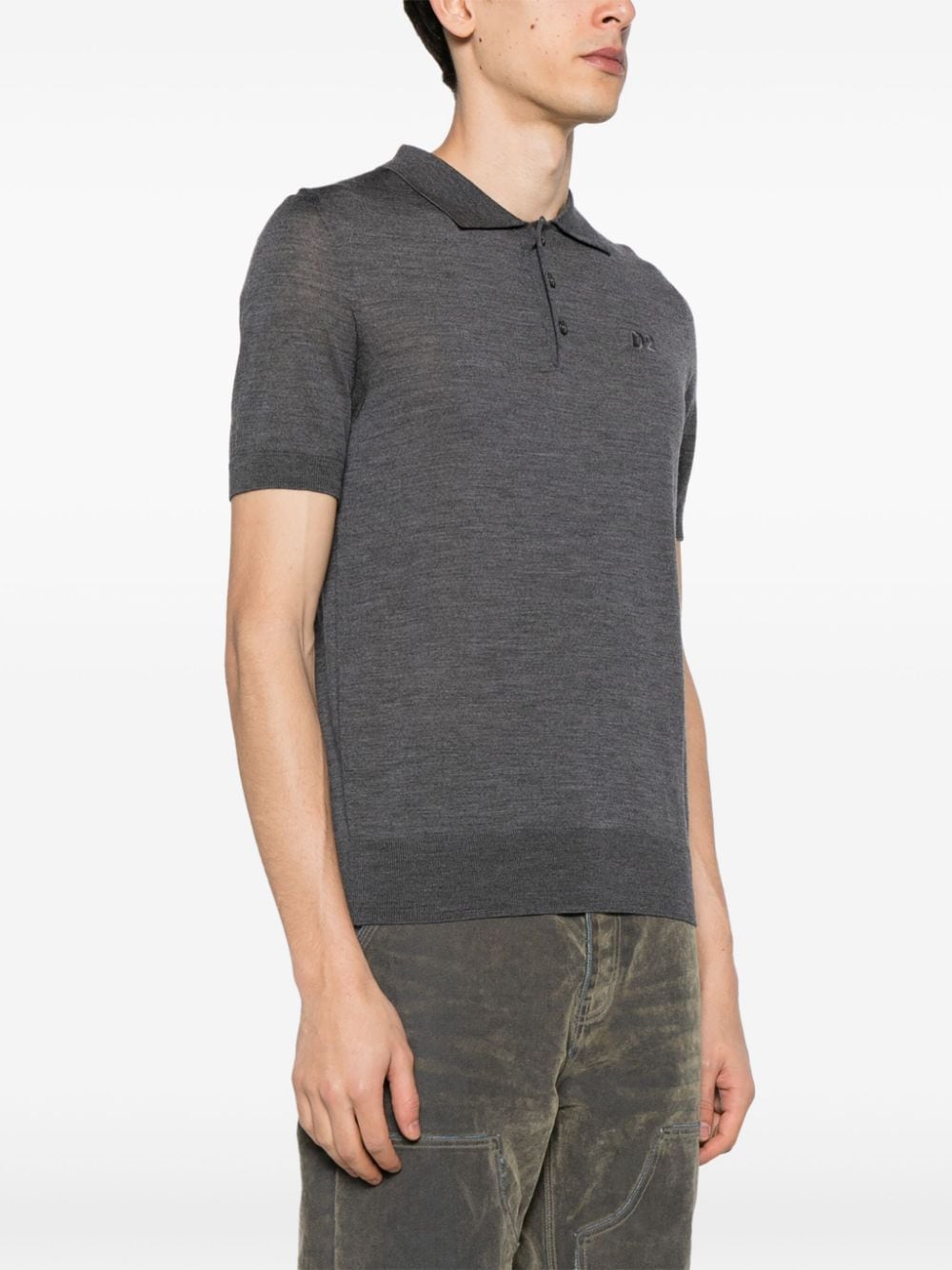 Dsquared2 logo-embroidered fine-knit polo shirt - Image 3