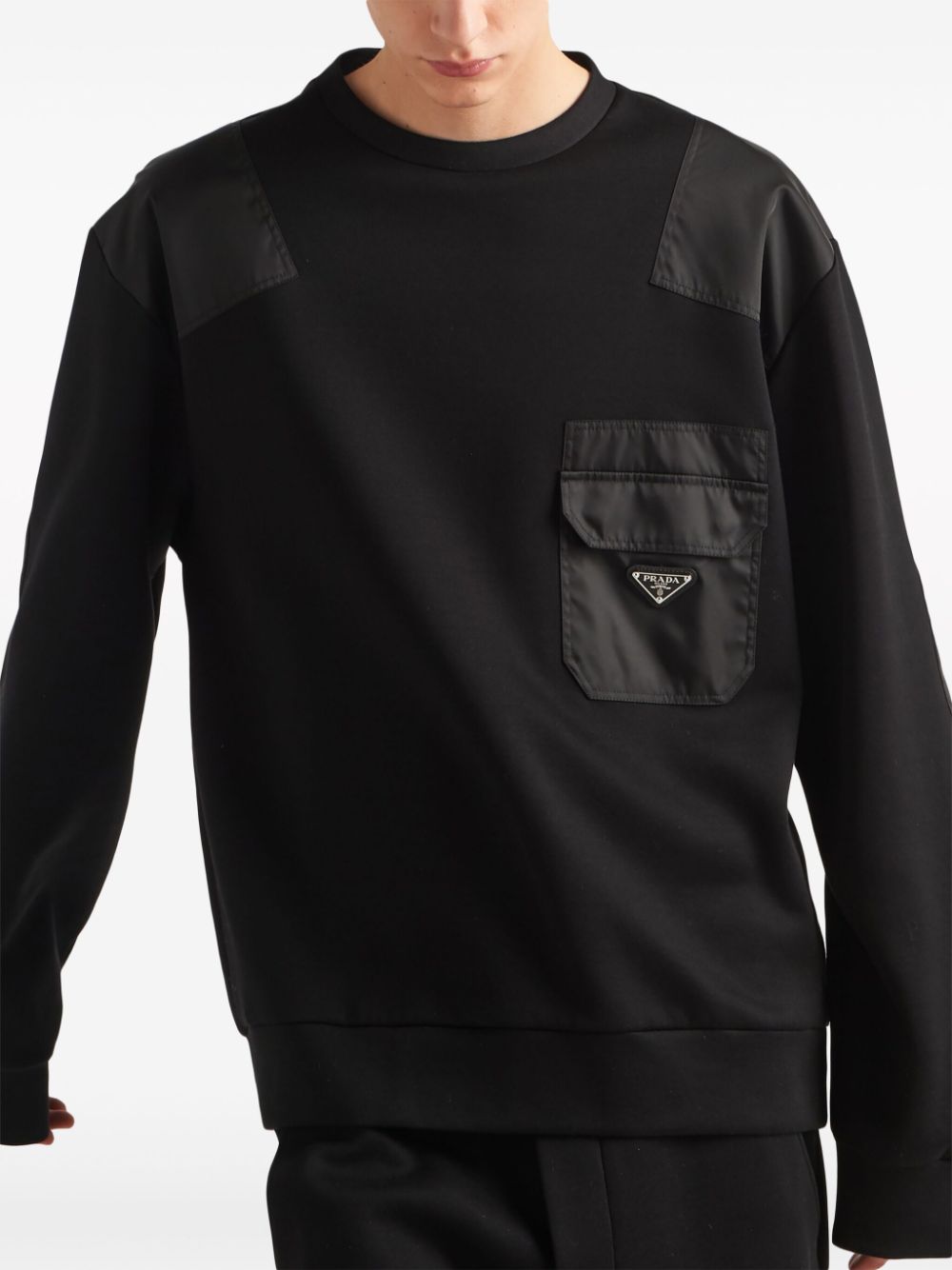 Prada triangle-logo panelled sweatshirt - Image 3