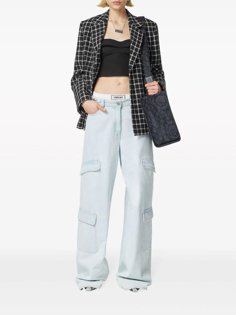 Versace double-breasted tweed blazer - Image 2