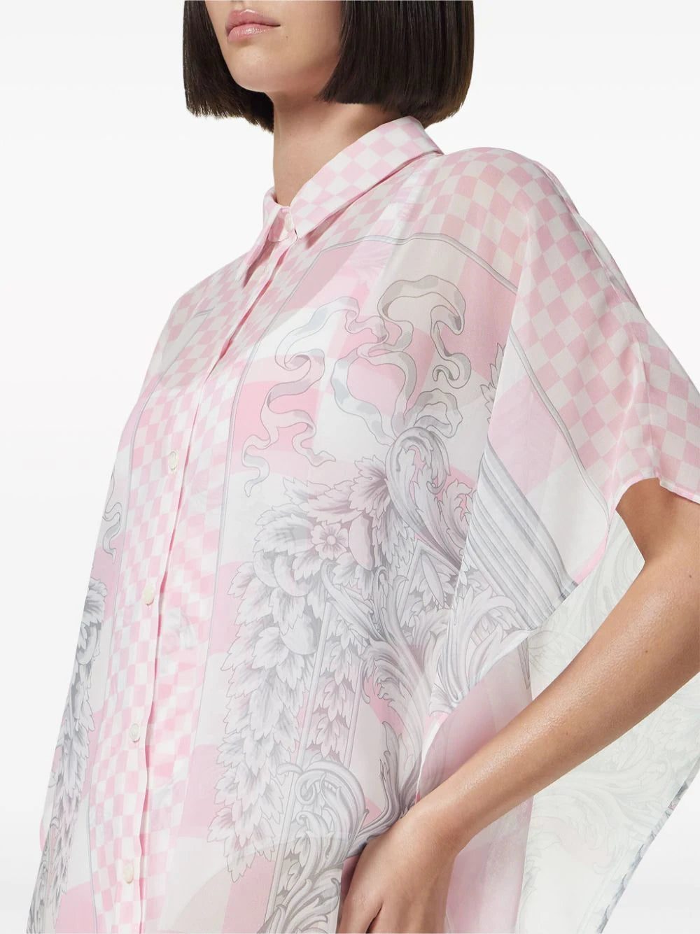 Versace Barocco check-print shirtdress - Image 4