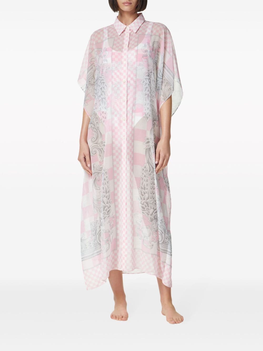 Versace Barocco check-print shirtdress - Image 2