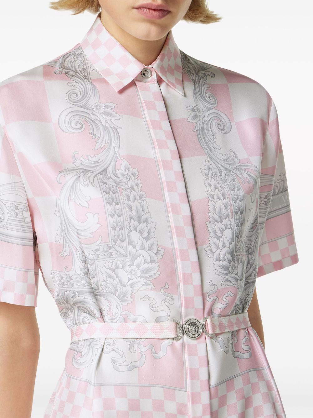 Versace Barocco-print silk shirt dress - Image 5
