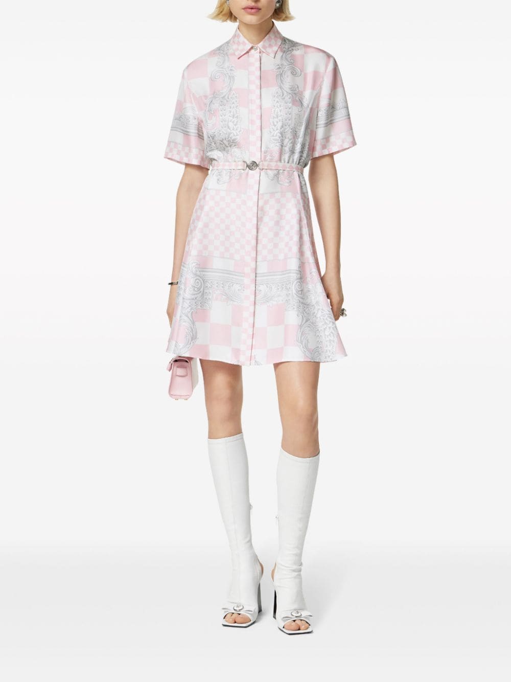 Versace Barocco-print silk shirt dress - Image 2