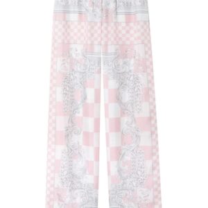 Versace graphic-print silk flared trousers