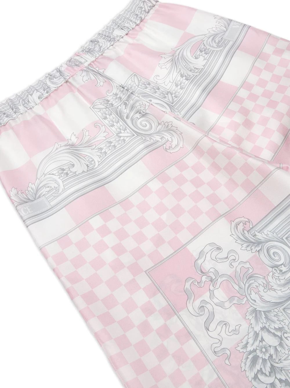 Versace graphic-print silk flared trousers - Image 4