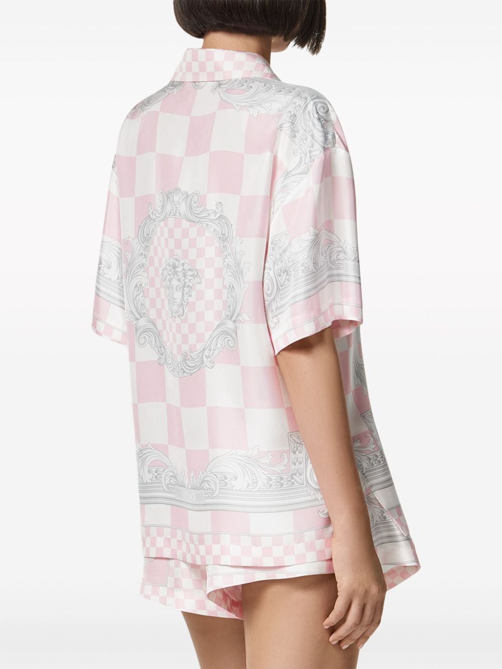 Versace Barocco-print checked silk shirt - Image 4