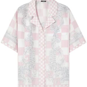 Versace Barocco-print checked silk shirt