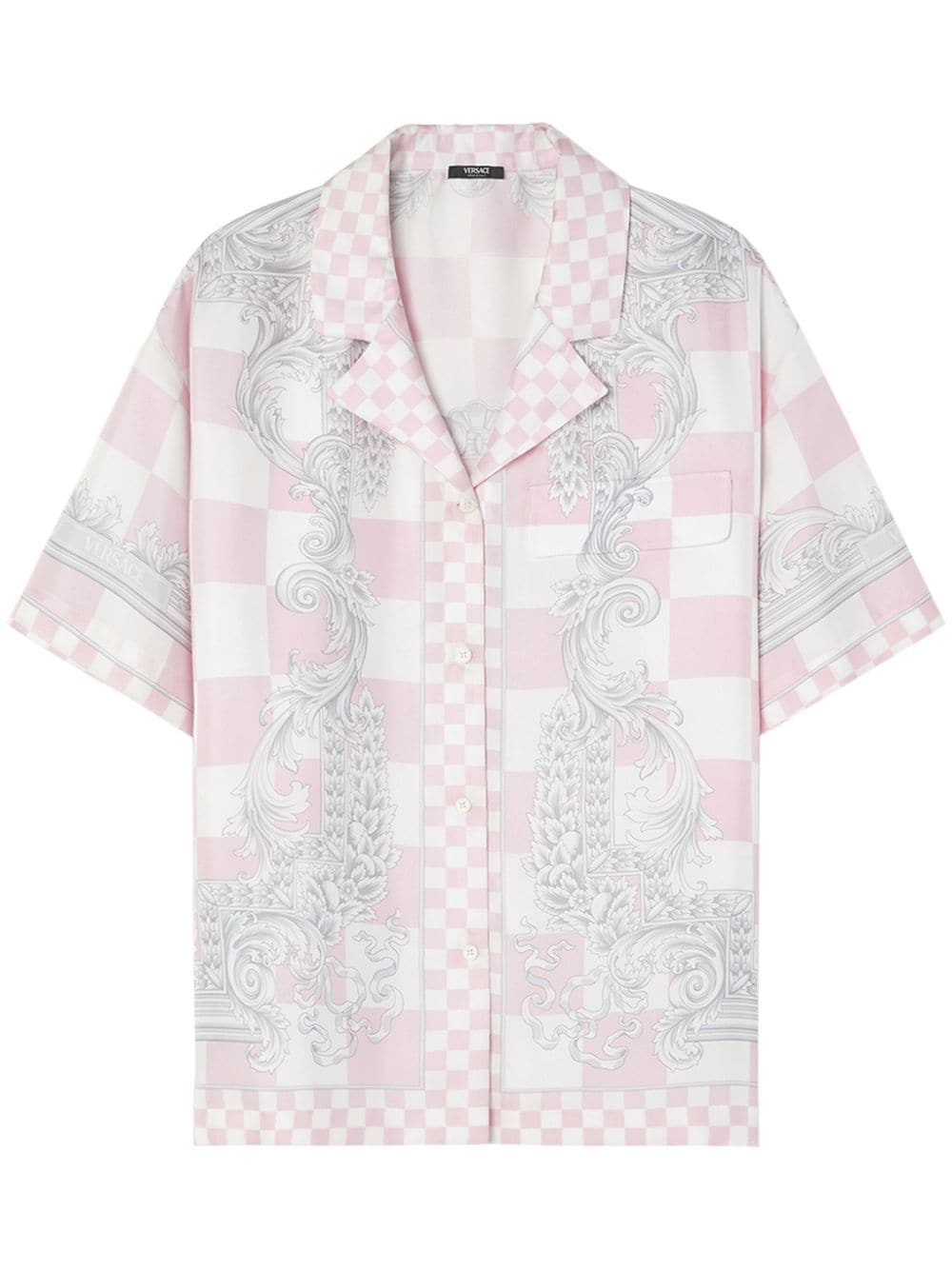 Versace Barocco-print checked silk shirt