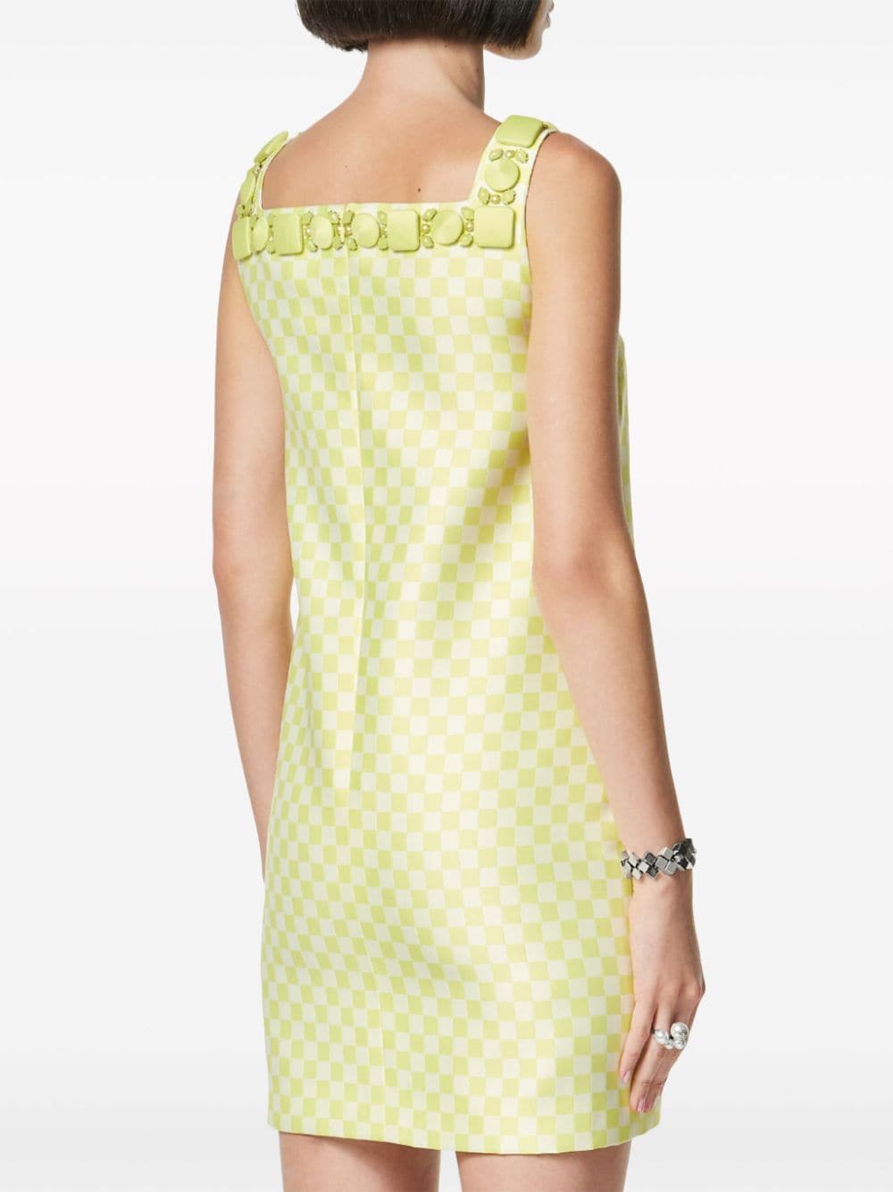 Versace embellished check-pattern dress - Image 4