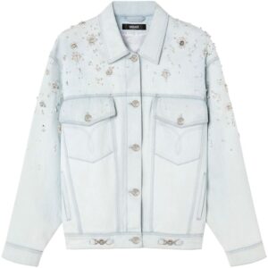 Versace  pearl-embellished denim jacket