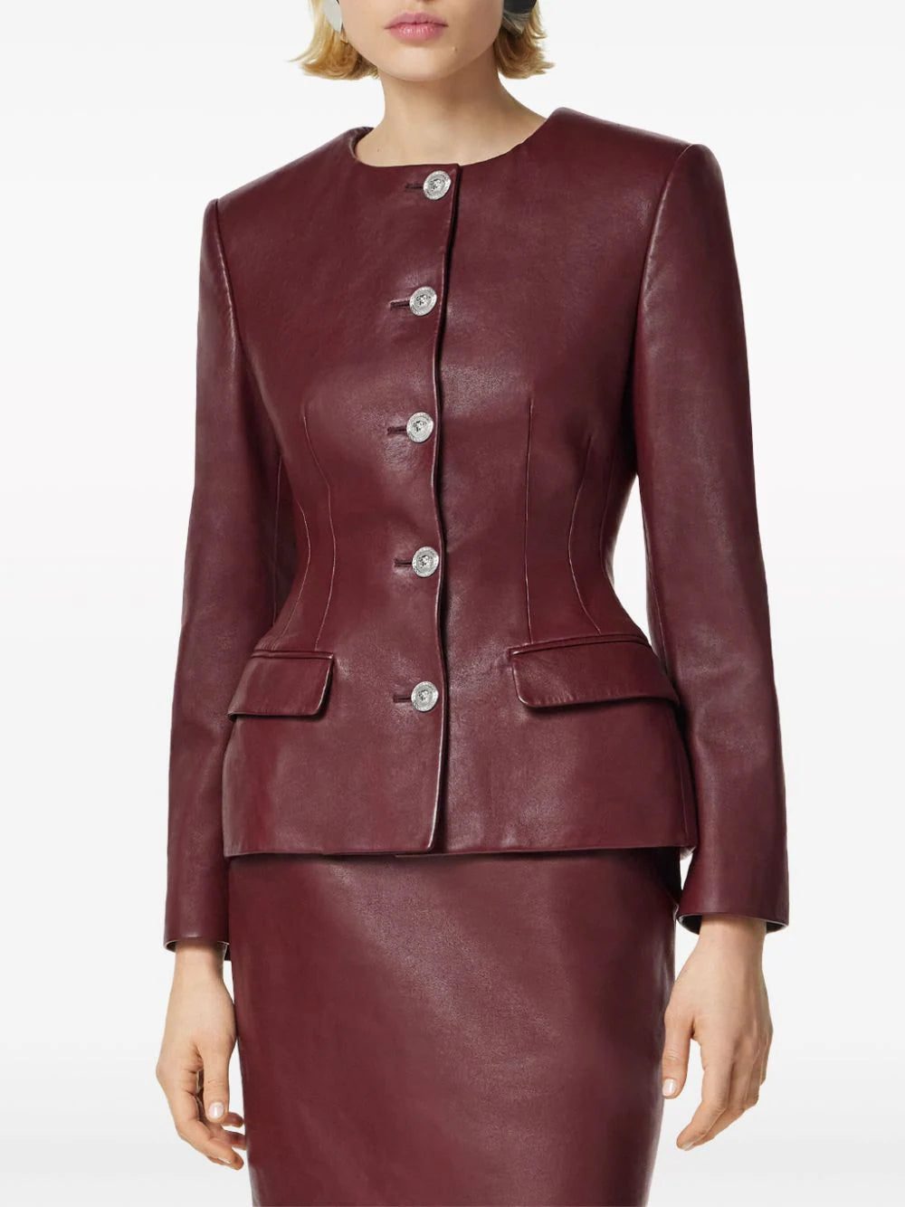 Versace leather fitted jacket - Image 3