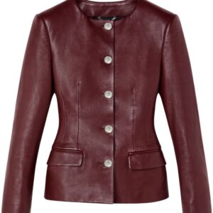 Versace leather fitted jacket