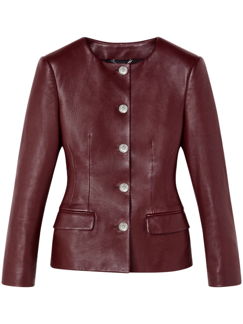 Versace leather fitted jacket