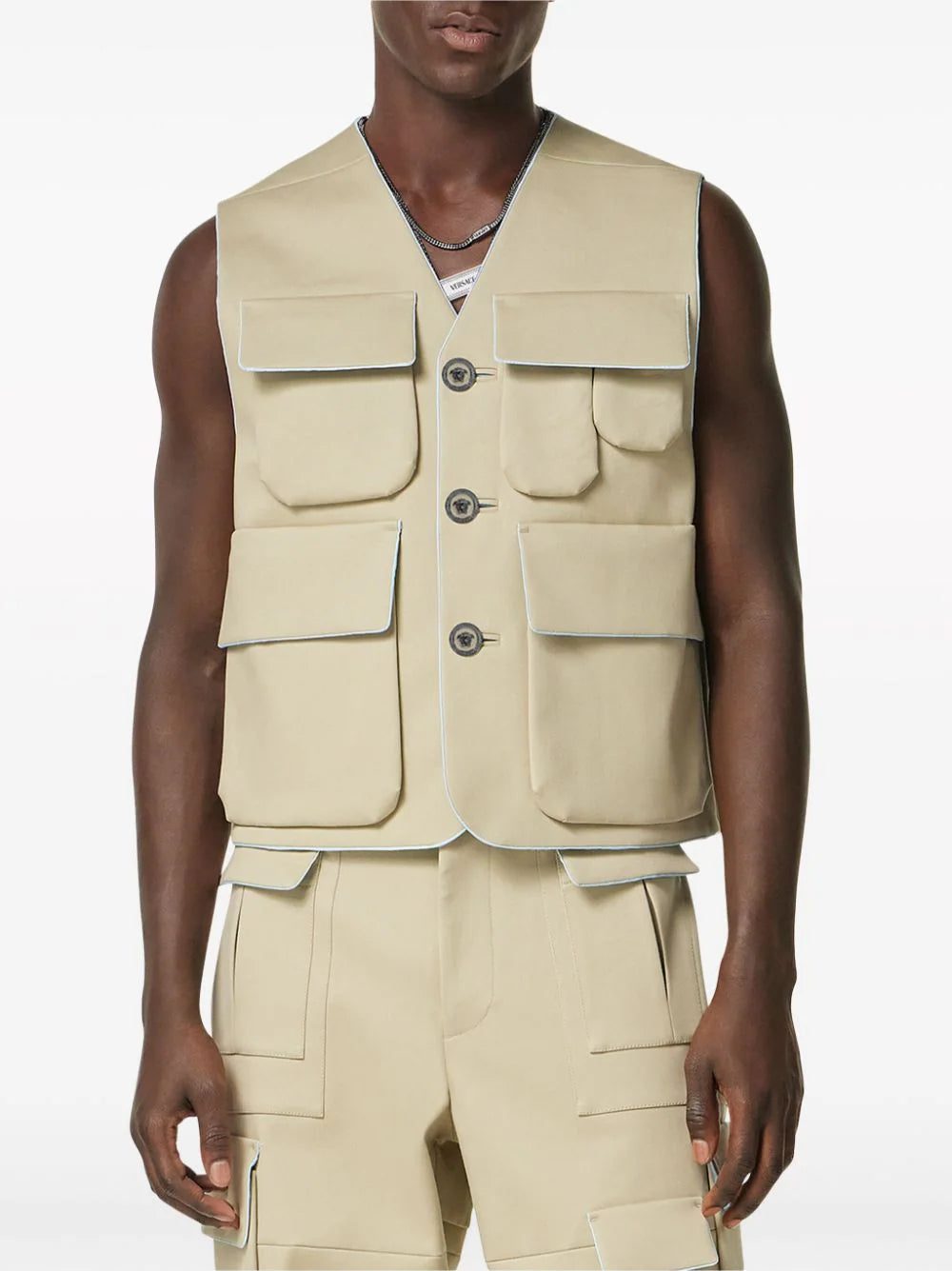 Versace flap-pocket V-neck vest - Image 3
