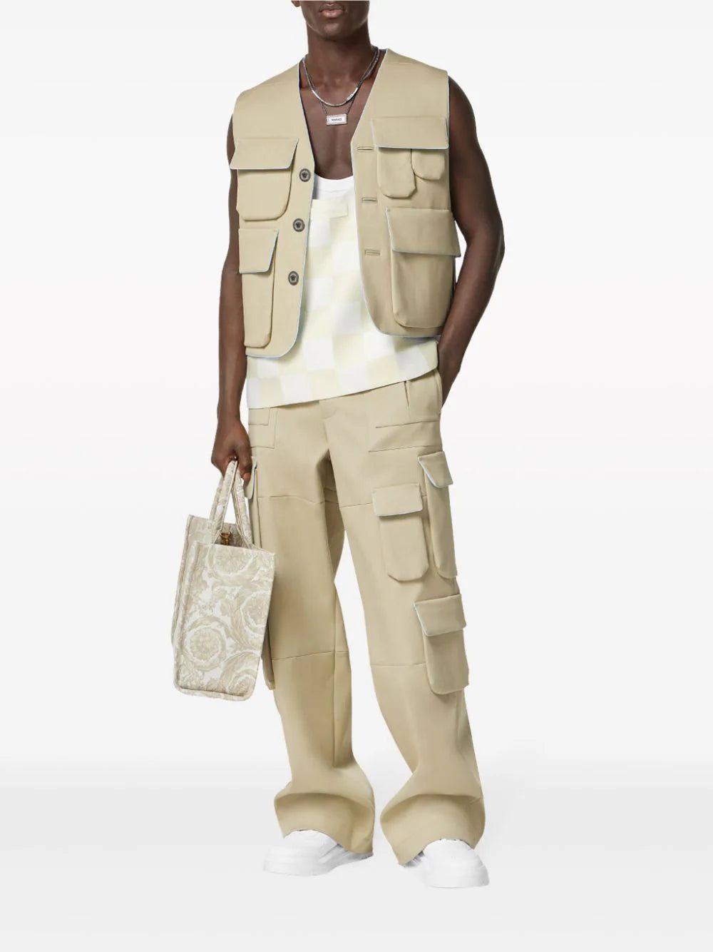 Versace flap-pocket V-neck vest - Image 2