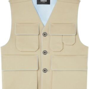 Versace flap-pocket V-neck vest
