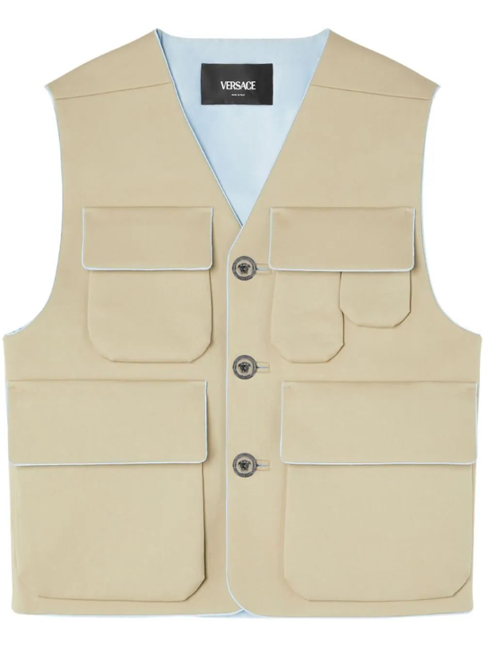 Versace flap-pocket V-neck vest