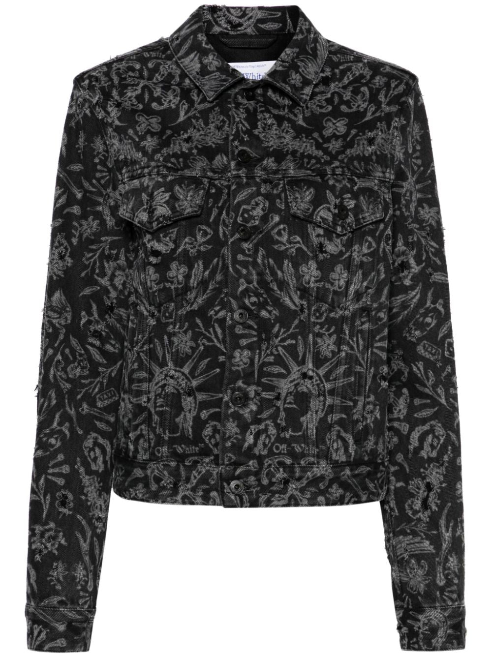 Off-White Tattoo distressed denim jacket