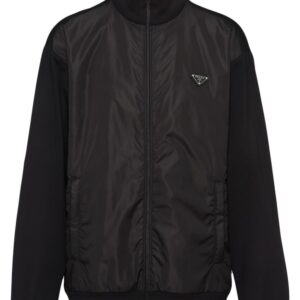 Prada triangle-logo panelled bomber jacket