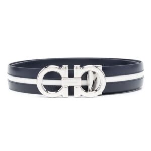 Ferragamo Gancini-buckle striped belt