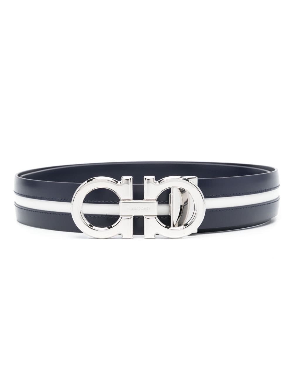 Ferragamo Gancini-buckle striped belt