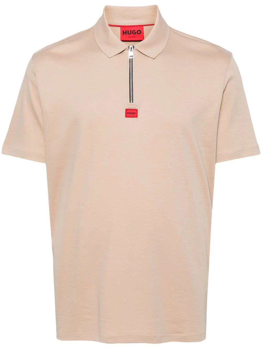 HUGO logo-patch zip-front polo shirt