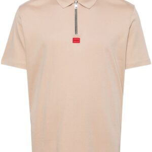 HUGO logo-patch zip-front polo shirt