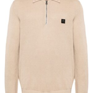 HUGO zip-front waffle-knit polo shirt