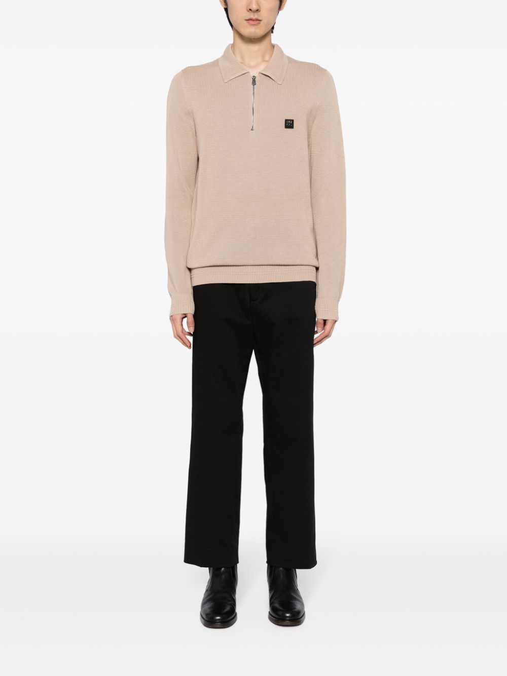 HUGO zip-front waffle-knit polo shirt - Image 2