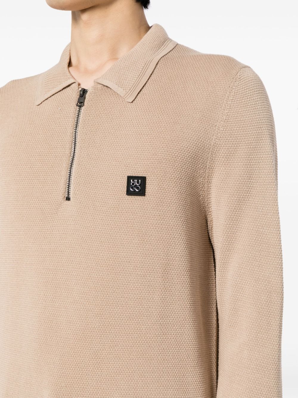 HUGO zip-front waffle-knit polo shirt - Image 5