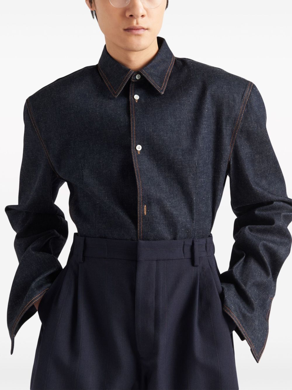 Prada triangle-plaque denim jacket - Image 5