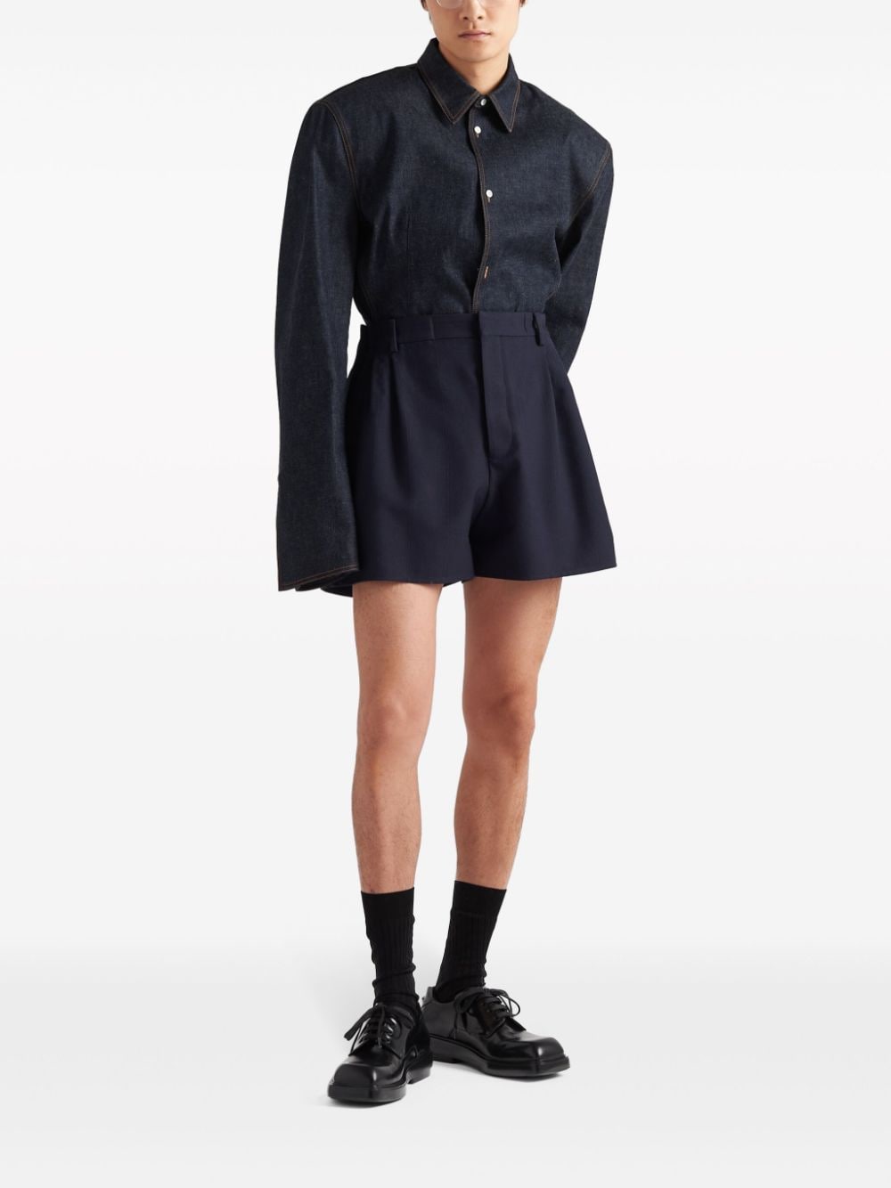 Prada triangle-plaque denim jacket - Image 2