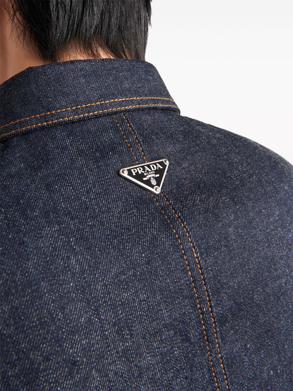 Prada triangle-plaque denim jacket - Image 3