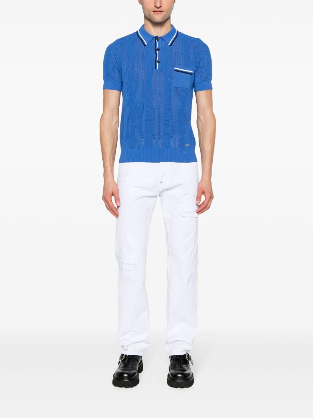 DSQUARED2 crochet-knit polo shirt - Image 2