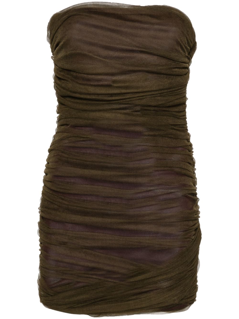 Saint Laurent ruched-detail strapless dress