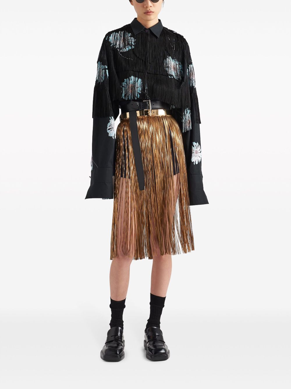 Prada floral-print fringed shirt - Image 2