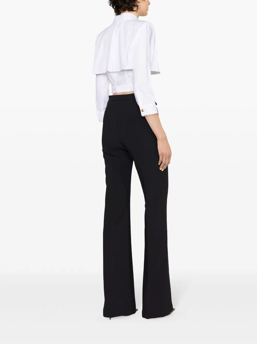 Elisabetta Franchi embossed-buttons crepe flared trousers - Image 4