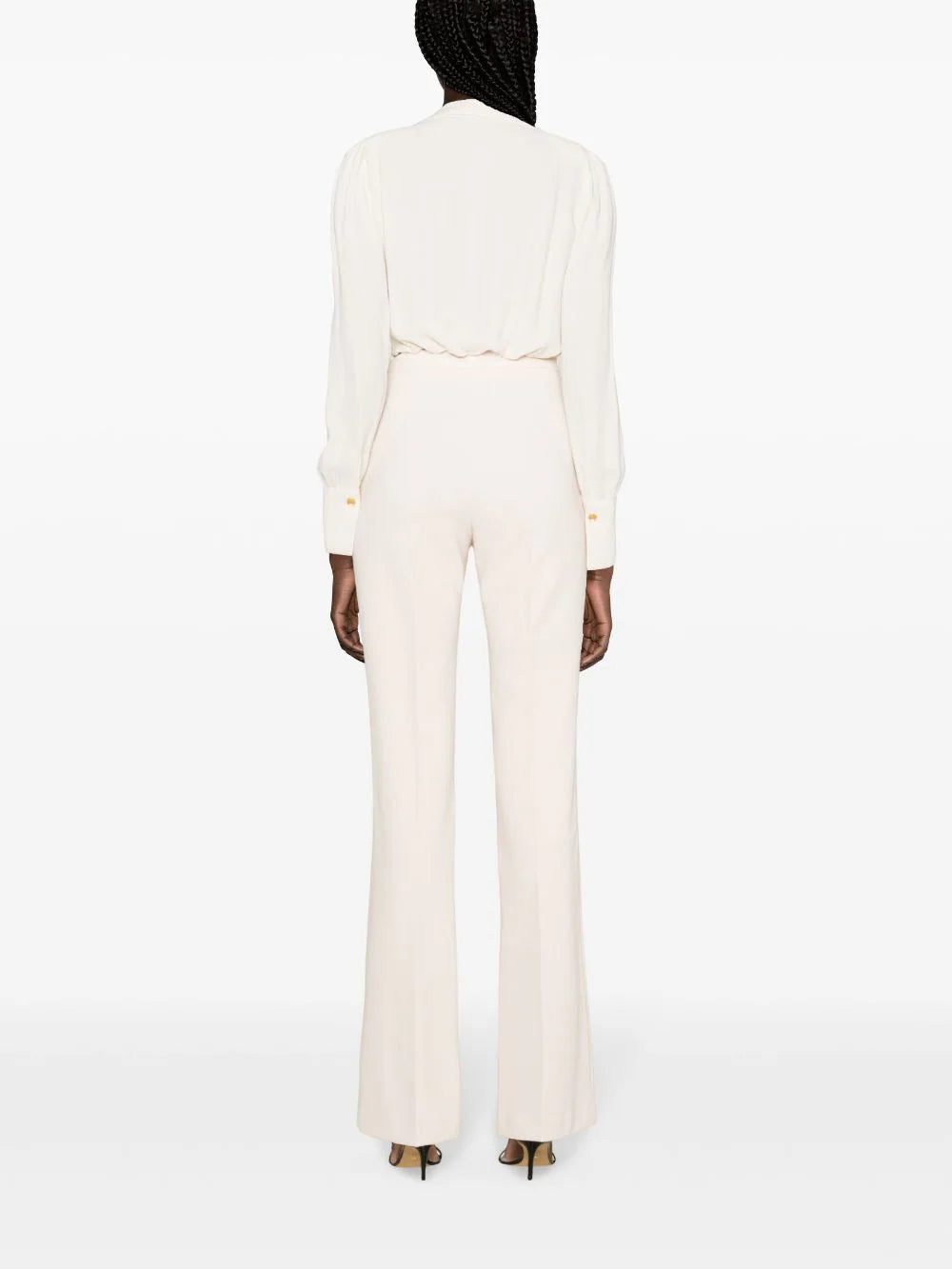 Elisabetta Franchi embossed-buttons flared trousers - Image 4
