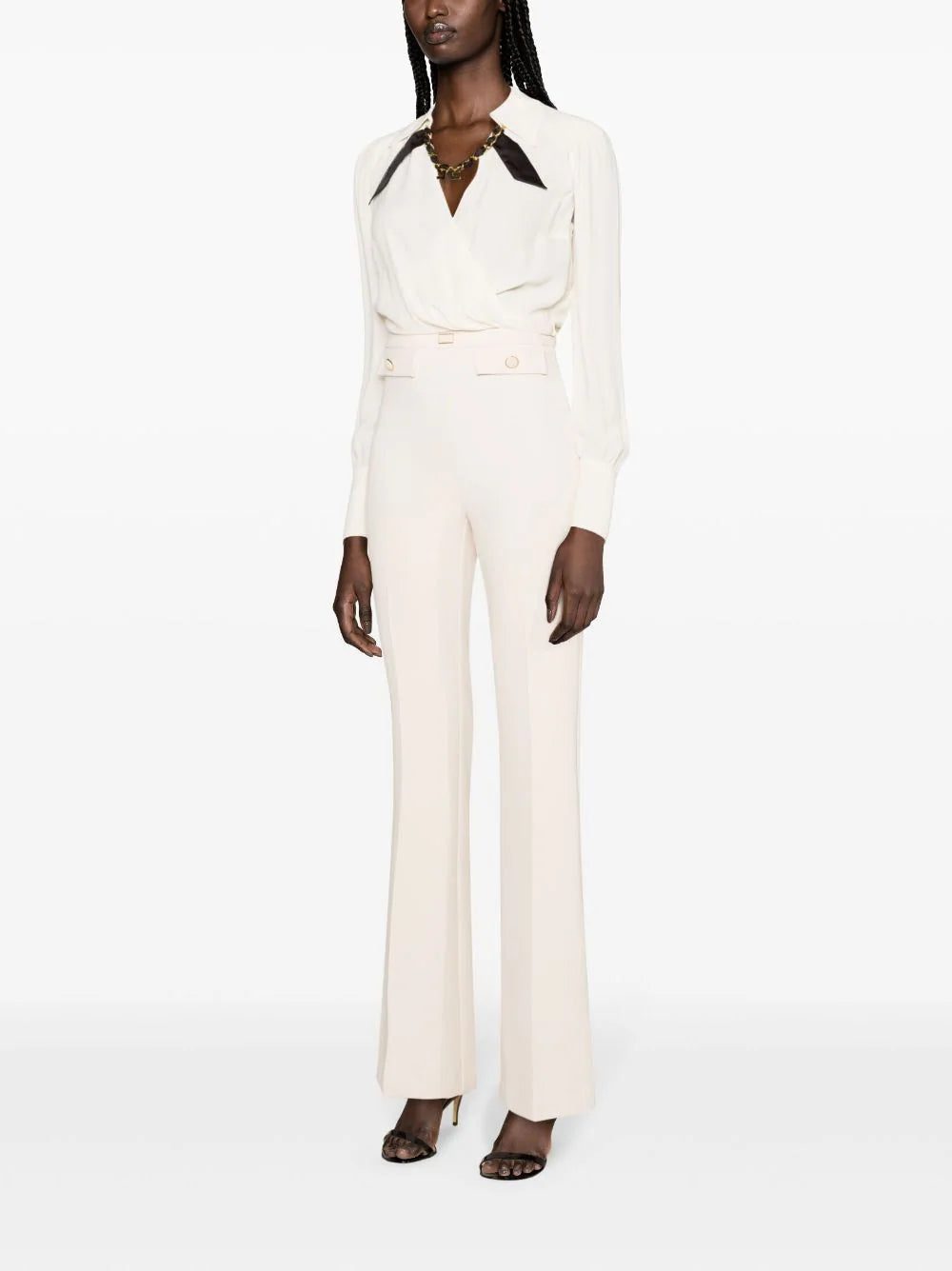 Elisabetta Franchi embossed-buttons flared trousers - Image 3