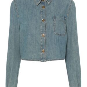 Moschino faded-denim cropped shirt