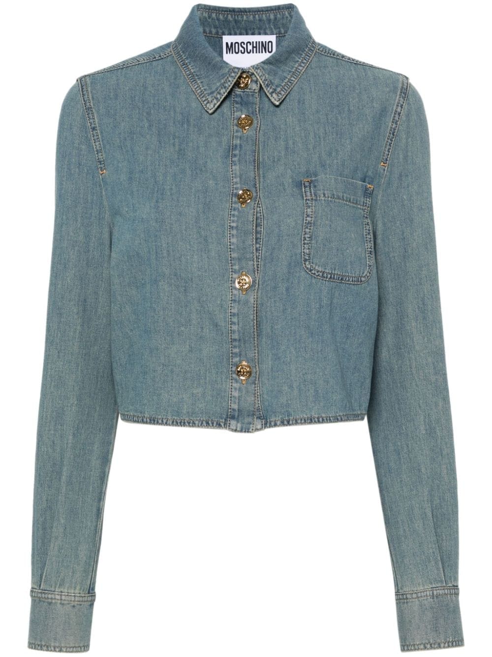 Moschino faded-denim cropped shirt