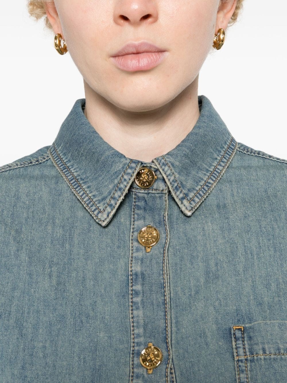 Moschino faded-denim cropped shirt - Image 5