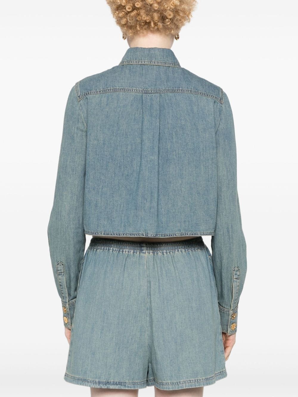 Moschino faded-denim cropped shirt - Image 4