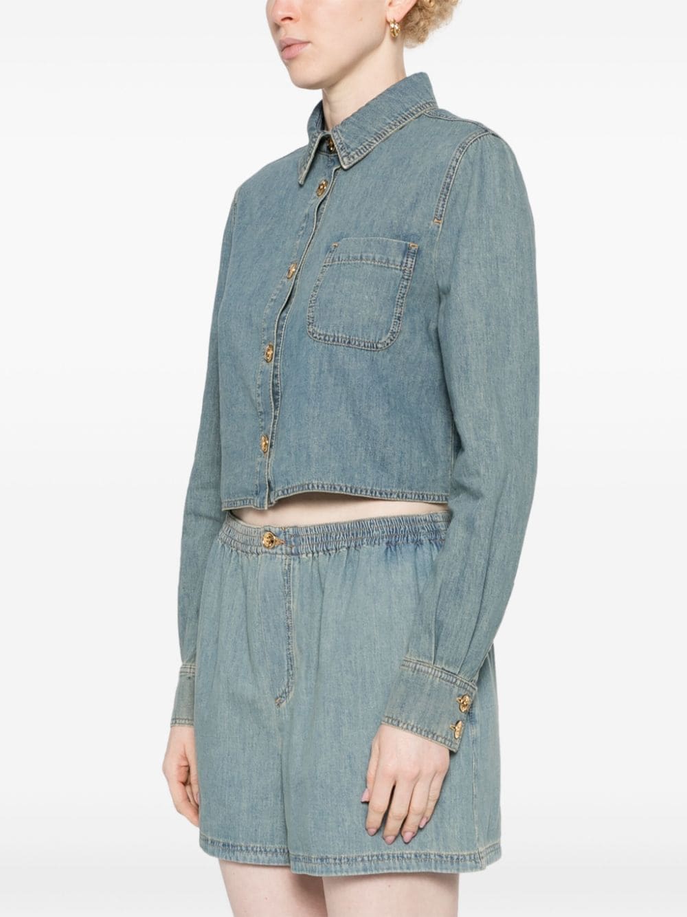 Moschino faded-denim cropped shirt - Image 3